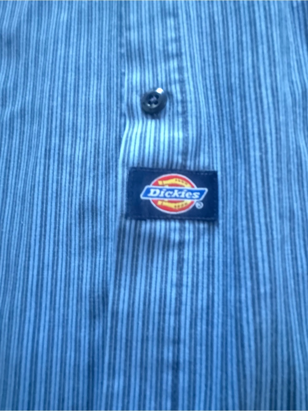 Dickies Blue Pinstripe Work Shirt with Logo Patch